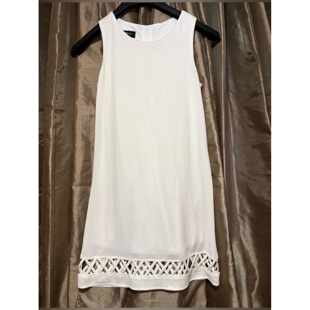 Amy Byer White Sleeveless Mini Dress with Lattice Hem LOOK@2ndPic 16↔️#1809
